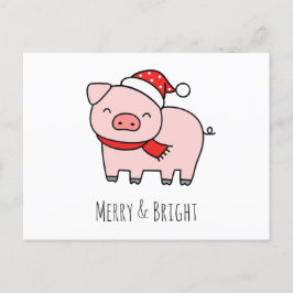 Schattige roze varken vrolijk en helder eenvoudige feestdagenkaart