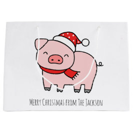 Schattige Roze Varken Vrolijk Kerstfeest Eenvoudig Groot Cadeauzakje