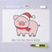 Schattige Roze Varken Vrolijk Kerstfeest Eenvoudig Tissuepapier (Craft)