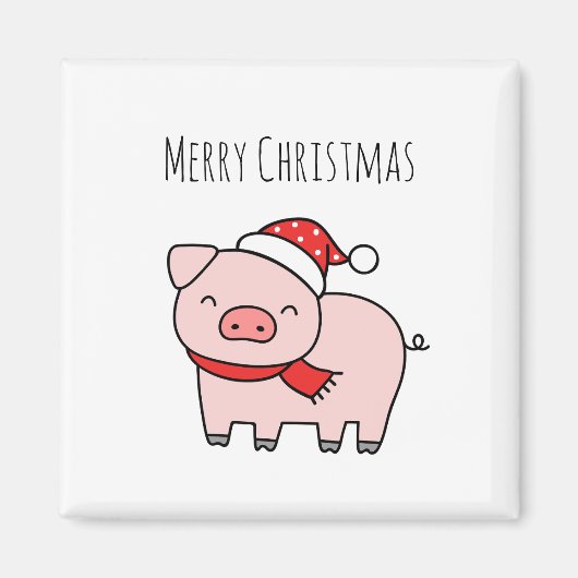 Schattige roze varken vrolijk kerstminimalist magneet (Voorkant)