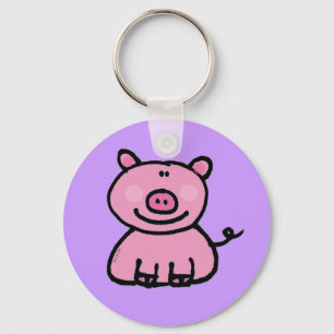 Schattige roze varkenscartoon sleutelhanger