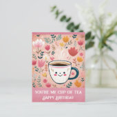 Schattige Roze Verjaardag Jij Bent Mijn Kopje Thee Briefkaart (Staand voorkant)
