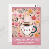 Schattige Roze Verjaardag Jij Bent Mijn Kopje Thee Briefkaart (Voorkant / Achterkant)