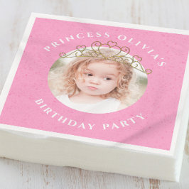 Schattige Roze Verjaardagsfoto Prinses Custom Servet