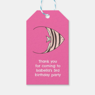 Schattige roze vis Dank u Cadeaulabel