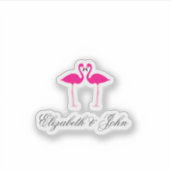 Schattige roze vlamingen in liefde - op maat gemaa sticker (Voorkant)