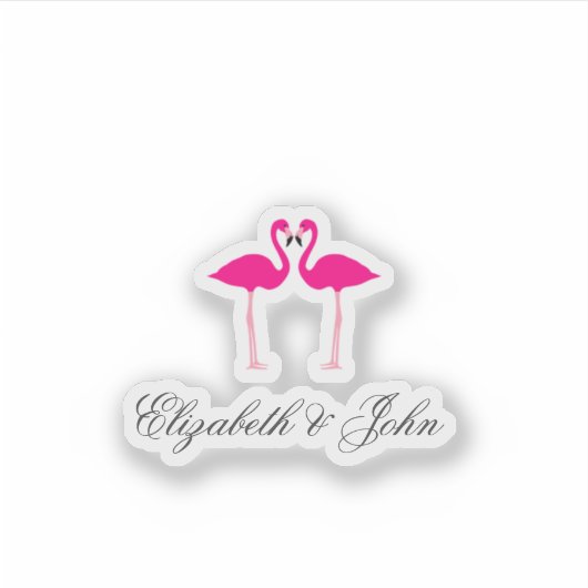 Schattige roze vlamingen in liefde - op maat gemaa sticker (Voorkant)