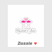 Schattige roze vlamingen in liefde - op maat gemaa sticker (Vel)