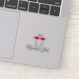 Schattige roze vlamingen in liefde - op maat gemaa sticker