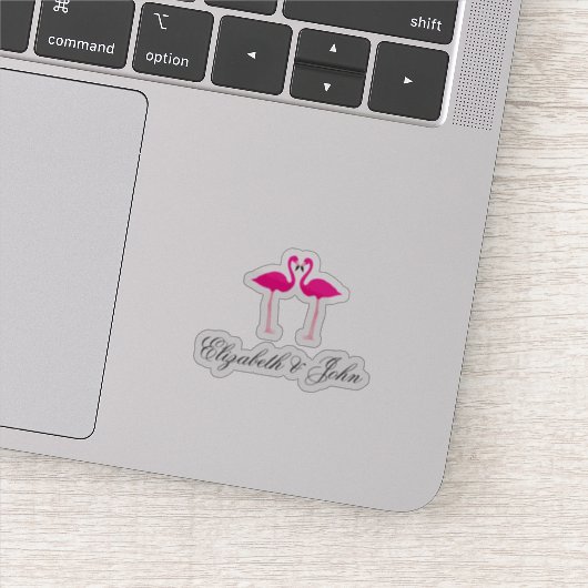 Schattige roze vlamingen in liefde - op maat gemaa sticker (Detail)