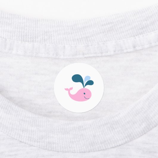 Schattige roze vlamingos, Baby walvis, anker Labels (Aangebracht)