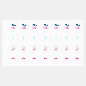 Schattige roze vlamingos, Baby walvis, anker Labels (Vel)
