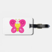 Schattige Roze Vlinder Bagagelabel (Achterkant horizontaal)