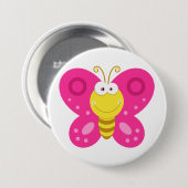 Schattige Roze Vlinder Ronde Button 7,6 Cm (Voorkant /achterkant)
