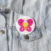 Schattige Roze Vlinder Ronde Button 7,6 Cm (In situ)