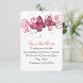Schattige Roze Vlinder Swirls Bewaar de datum Save The Date (Staand voorkant)
