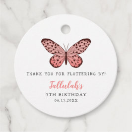Schattige roze vlinder thema verjaardagsfeestje bedankjes labels