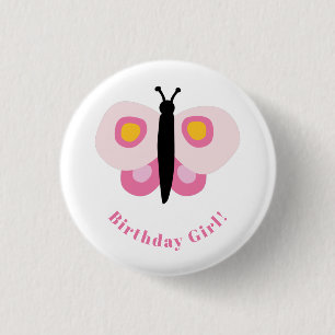 Schattige roze vlinder Verjaardags Meisje Ronde Button 3,2 Cm