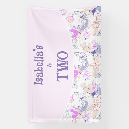 Schattige Roze Vlinder Verjaardagsbanner voor Meis Spandoek (Verticaal)