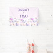Schattige Roze Vlinder Verjaardagsbanner voor Meis Spandoek (Insitu)