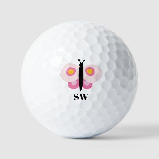 Schattige roze vlinder voornaam golfballen (Voorkant)