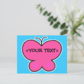 schattige roze vlinder,<YOUR TEXT> Briefkaart (Staand voorkant)