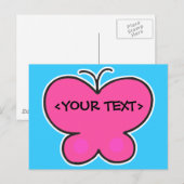 schattige roze vlinder,<YOUR TEXT> Briefkaart (Voorkant / Achterkant)