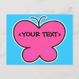 schattige roze vlinder, <YOUR TEXT> Briefkaart
