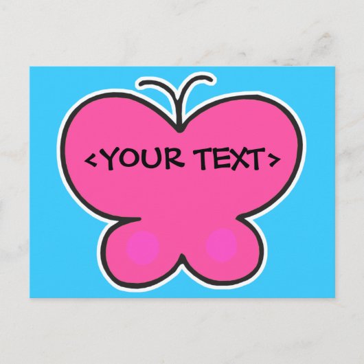 schattige roze vlinder,<YOUR TEXT> Briefkaart (Voorkant)