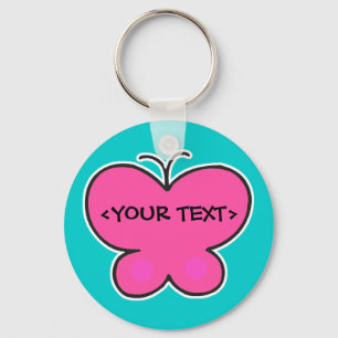 schattige roze vlinder,<YOUR TEXT> Sleutelhanger