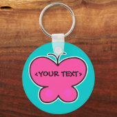 schattige roze vlinder,<YOUR TEXT> Sleutelhanger (Voorkant)