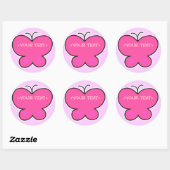 schattige roze vlinder,<YOUR TEXT>,<YOUR TEXT> Ronde Sticker (Vel)