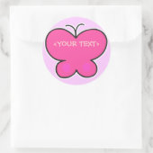 schattige roze vlinder,<YOUR TEXT>,<YOUR TEXT> Ronde Sticker (Tas)