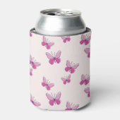 Schattige roze vlinderpatroon blikjeskoeler (Blikje Voorkant)