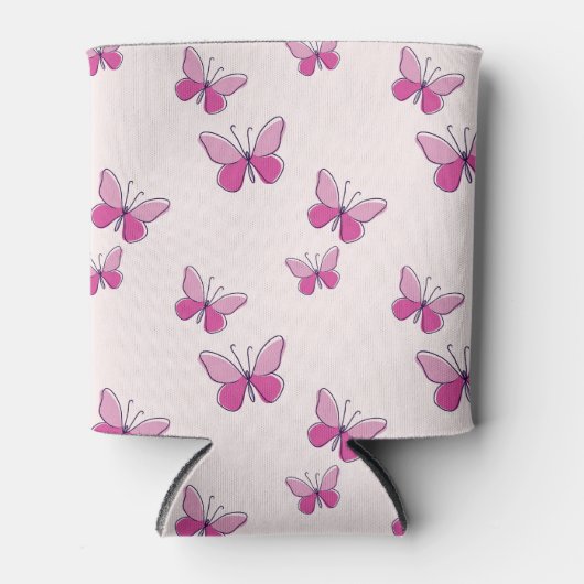 Schattige roze vlinderpatroon blikjeskoeler (Voorkant)