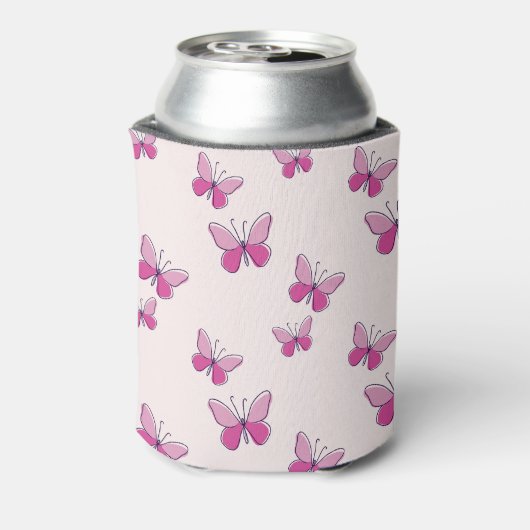 Schattige roze vlinderpatroon blikjeskoeler (Blikje Achterkant)