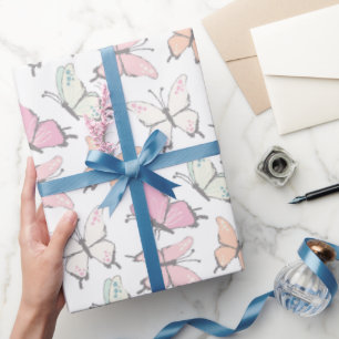 Schattige roze vlinderpatroon cadeaupapier
