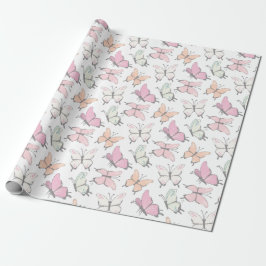 Schattige roze vlinderpatroon cadeaupapier