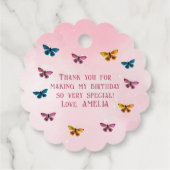 Schattige Roze Vlinderpatroon Dank u Verjaardag Bedankjes Labels (Achterkant)
