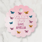 Schattige Roze Vlinderpatroon Dank u Verjaardag Bedankjes Labels (Voorkant)