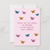 Schattige Roze Vlinderpatroon Verjaardag Bedankkaart (Achterkant)