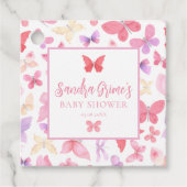 Schattige roze vlinders Baby shower Bedankjes Labels (Voorkant)
