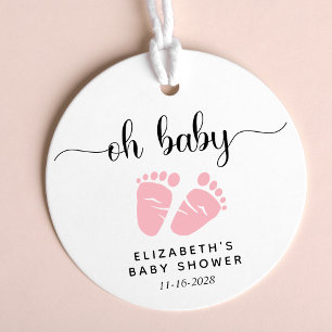 Schattige roze voeten baby meisje douche bedankjes labels