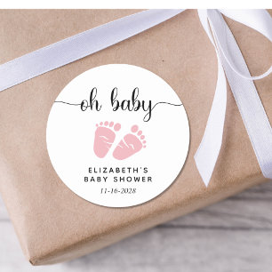 Schattige roze voeten baby meisje douche ronde sticker