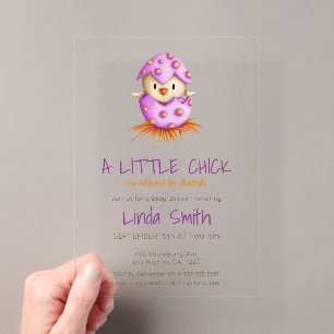 Schattige Roze Vogel Meisje Baby Shower Acryl Uitnodigingen
