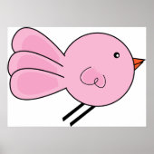 Schattige Roze Vogel Poster (Voorkant)