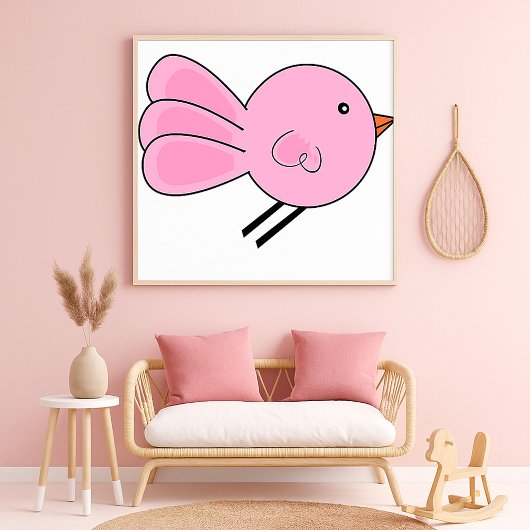 Schattige Roze Vogel Poster