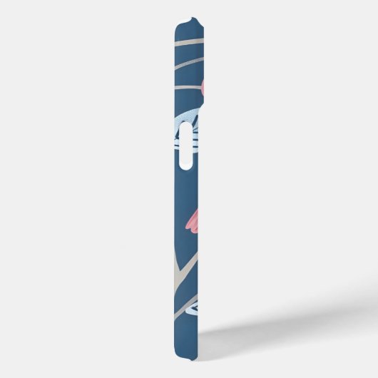 Schattige roze vogelblauw grijs gepersonaliseerd m Case-Mate iPhone case (Achterkant / Rechts)