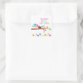 Schattige roze vogelnest dank u Baby shower vierka Vierkante Sticker (Tas)