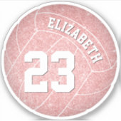 schattige, roze volleybalspeler op maat sticker (Voorkant)